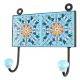 Turquoise Wheel Flower Ceramic Tile Hook